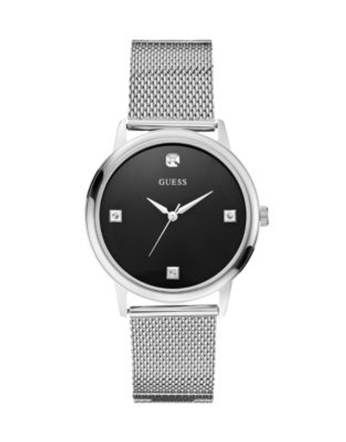 Guess Diamond and Stainless Steel Wafer Mesh Watch - SILVER