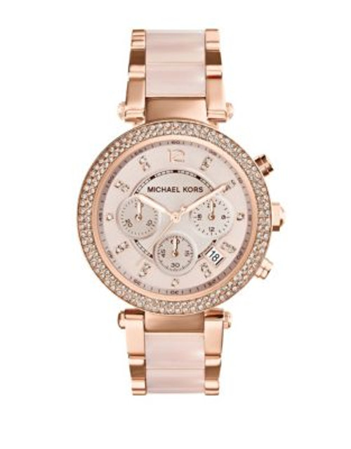 Michael Kors Ladies Parker Rose Gold Tone Chronograph Glitz Watch - ROSE GOLD