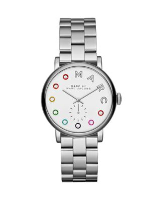 Marc By Marc Jacobs Baker Dexter Rainbow Glitz Stainless Steel Bracelet Watch - SILVER