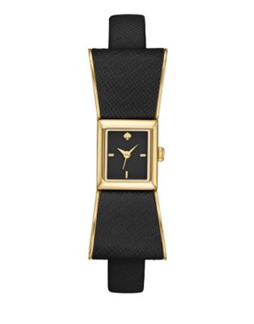 Kate Spade New York Kenmare Black Bow Leather Watch - BLACK