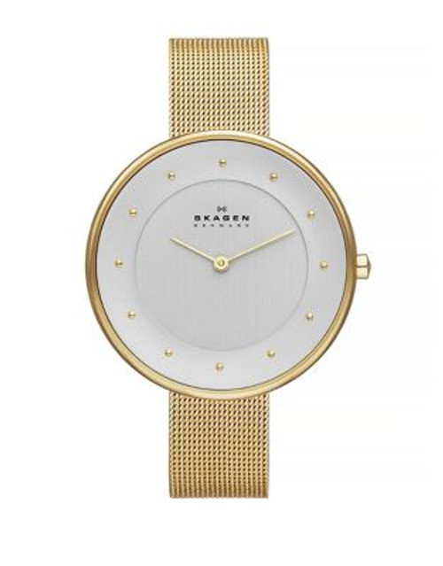 Skagen Denmark Ladies Gold-Tone Mesh Watch - GOLD