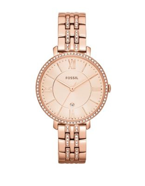 Fossil Jacqueline Three Hand Date Stainless Steel Watch Rose Gold Tone - PINK