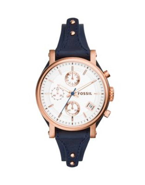 Fossil Original Boyfriend Leather Chronograph Watch - BLUE