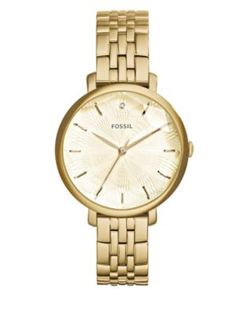 Fossil Etched Goldtone Stainless Steel Link Watch - GOLD