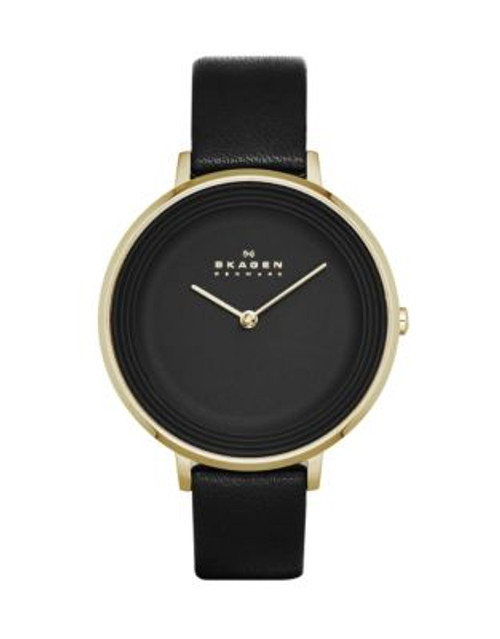 Skagen Denmark Ditte Stainless Steel Leather Watch - BLACK