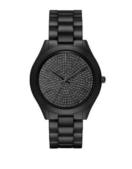 Michael Kors Slim Runway Black Pavé Dial Bracelet Watch - BLACK