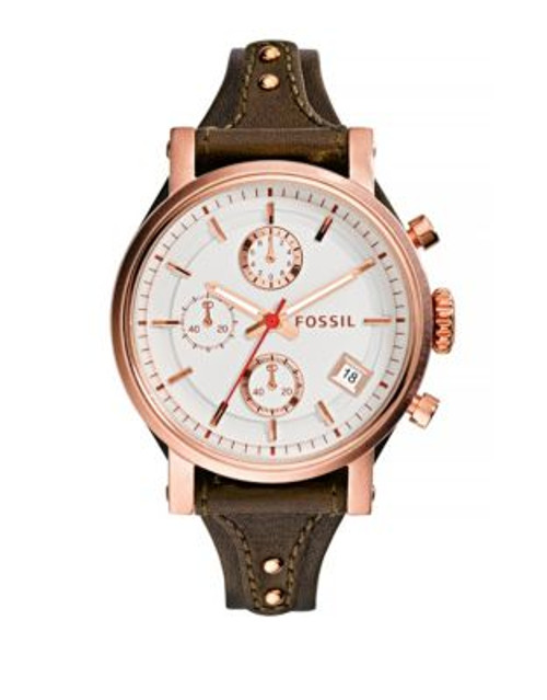 Fossil Original Boyfriend Chronograph Leather Strap Watch - BROWN