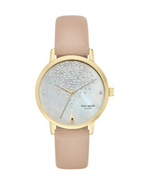 Kate Spade New York Metro Champagne Pop Vachetta Leather Strap Watch - BEIGE