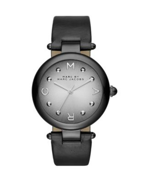 Marc By Marc Jacobs Dotty Gunmetal-Tone Stainless Steel Leather Strap Watch - BLACK