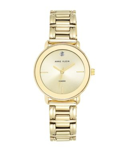 Anne Klein Ladies Gold Tone Link Bracelet Analog Watch AK-1990CHGB - GOLD