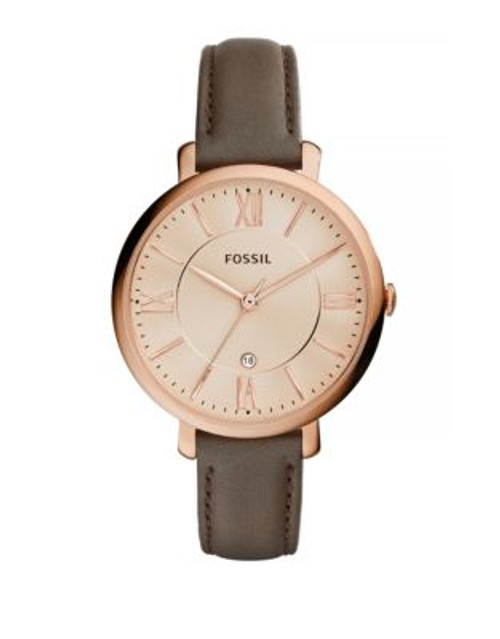 Fossil Jacqueline Rose Goldtone Stainless Steel Leather Strap Watch - BROWN
