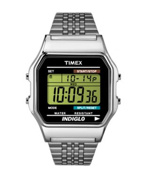 Timex Unisex 80 Stainless Steel Digital Watch - SILVER