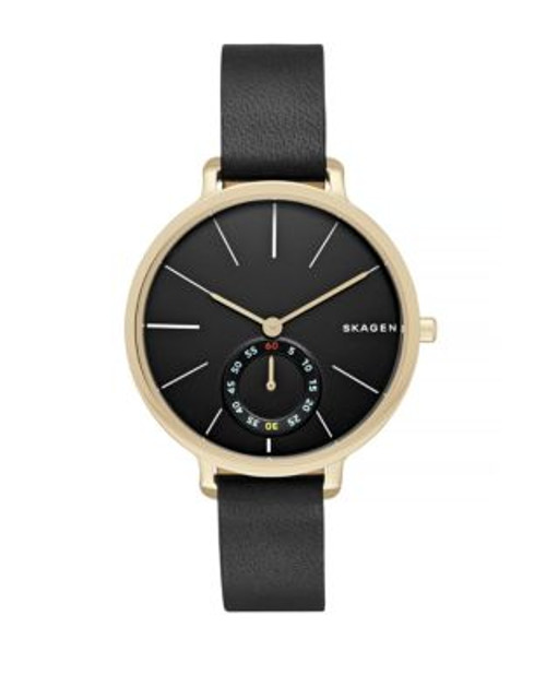 Skagen Denmark Hagen Multifunction Leather Strap Watch - BLACK