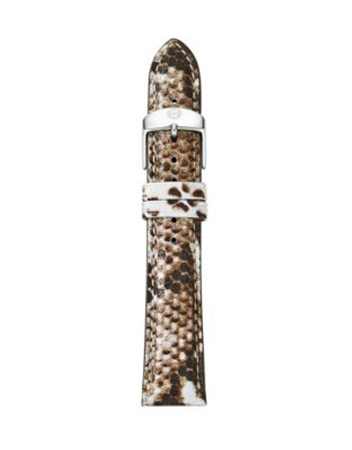 Michele Snake Print Leather Watch Strap - BROWN - 16MM