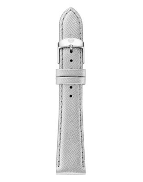 Michele Womens Metallic Chromo Leather Strap MS18AA430543 - SILVER