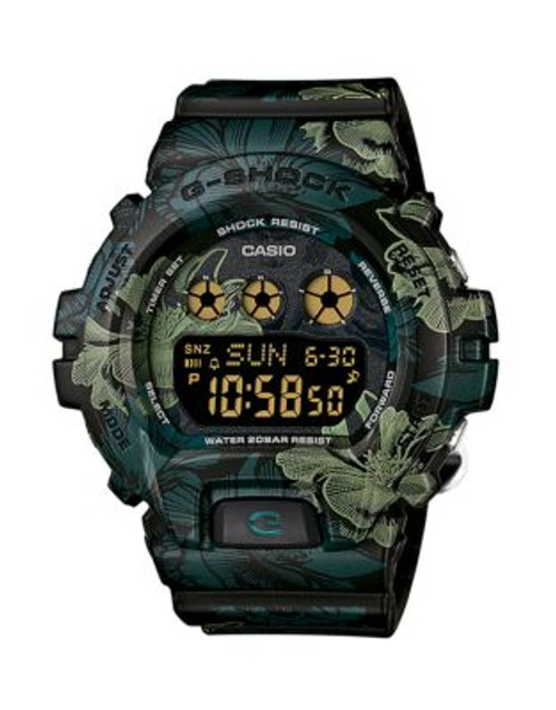 Casio Womens Digital S -Series Botanical Print Watch GMDS6900F-1 - GREEN