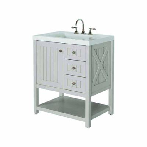 Seal Harbor 30 Inch Vanity in Sharkey Gray with Vanity Top in Alpine White - SL30P2COMC-SG