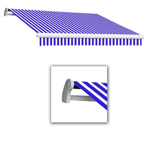 12 Feet MAUI (10 Feet Projection) - Motorized Retractable Awning (Right Side Motor) - Bright Blue / White Stripe