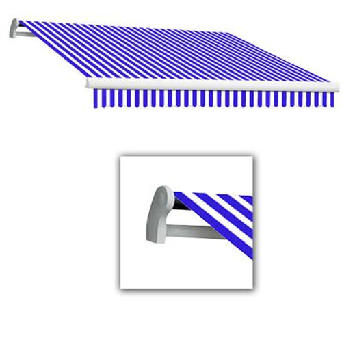 16 Feet MAUI (10 Feet Projection) - Motorized Retractable Awning (Right Side Motor) - Bright Blue / White Stripe