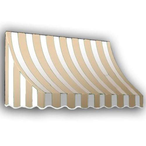 5 Feet Nantucket (31 Inch H X 24 Inch D) Window / Entry Awning Tan / White Stripe