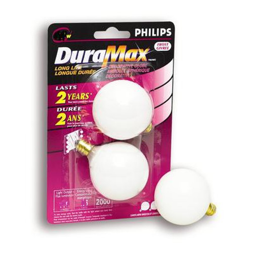 15W G16.5 Small Base White Globe 2Pk