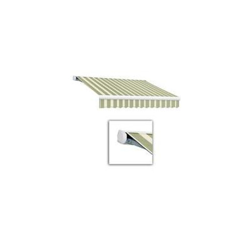 12 Feet VICTORIA  Motorozed Retractable Luxury Cassette Awning (10 Feet Projection) (Right Motor)- Sage/Linen/Cream Stripe