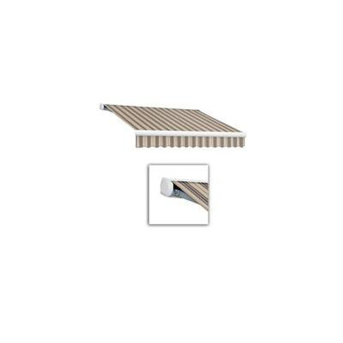 10 Feet VICTORIA  Manual Retractable Luxury Cassette Awning  (8 Feet Projection) - Taupe/Tan/Cream Multi Stripe