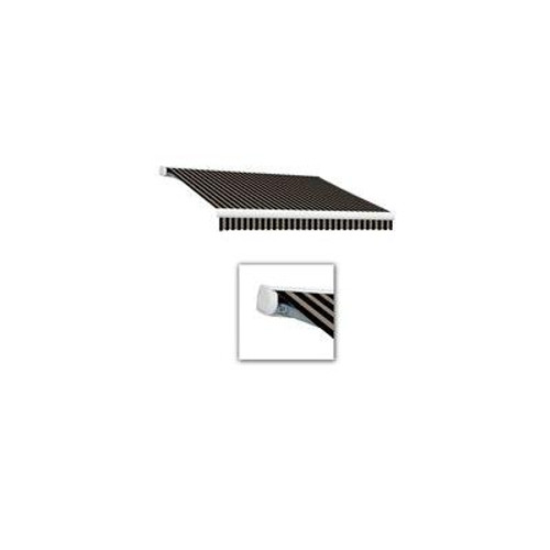 12 Feet VICTORIA  Motorized Retractable Luxury Cassette Awning (10 Feet Projection) (Right Motor) - Black/Tan Stripe