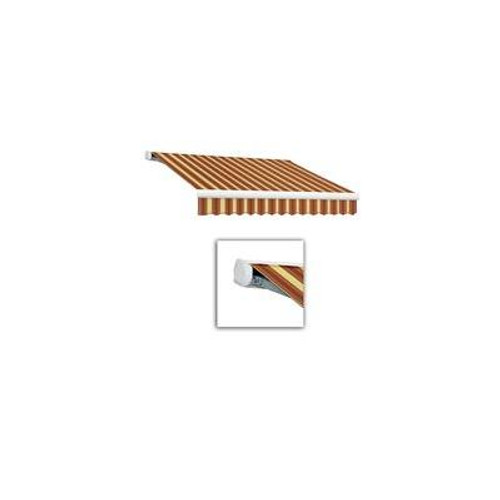 10 Feet VICTORIA  Motorozed Retractable Luxury Cassette Awning (8 Feet Projection) (Left Motor) - Burgundy/Tan Wide Stripe