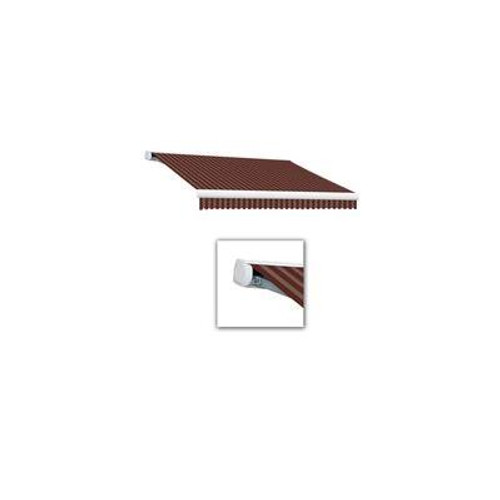 8 Feet VICTORIA  Motorozed Retractable Luxury Cassette Awning (7 Feet Projection) (Left Motor) - BurgundyTan Stripe