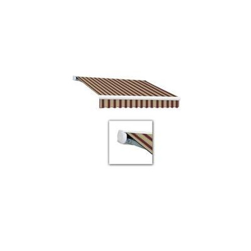 20 Feet VICTORIA  Motorozed Retractable Luxury Cassette Awning (10 Feet Projection) (Left Motor) - Burgundy/Tan Wide Multi Stripe