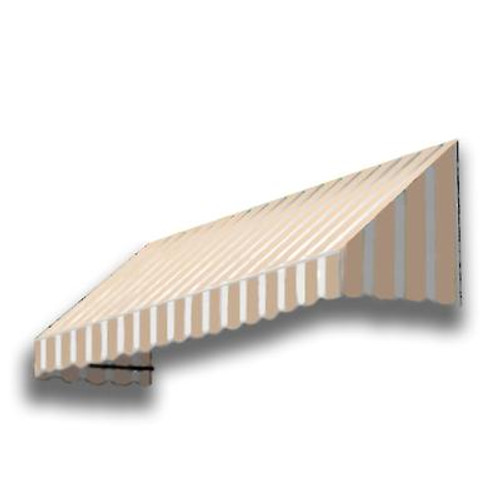 5 Feet Ottawa (31 Inch H X 24 Inch D) Window / Entry Awning Tan / White Stripe