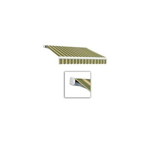 12 Feet VICTORIA  Motorozed Retractable Luxury Cassette Awning (10 Feet Projection) (Right Motor) - Olive/Tan Stripe