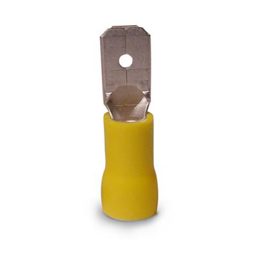 Disconnect Vinyl-Insulated Barrel-Male 12-10 AWG Tab: 0.25 In  Yellow  6/CARD