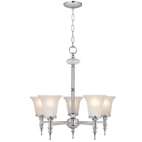 5Lt Chandelier in Chrome Finish with Frosted glass