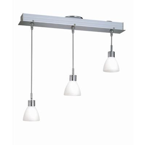 3 Light Pendant Steel Finish Frost Glass Shade