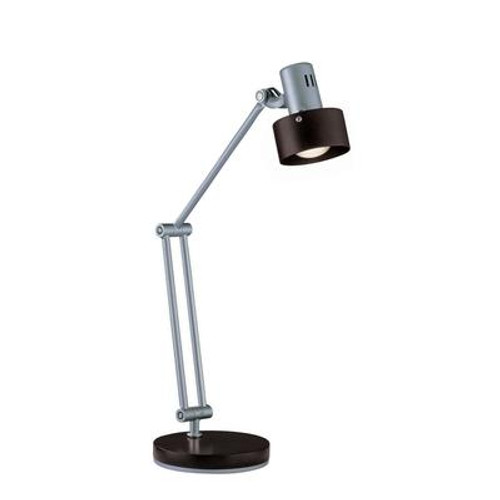 1 Light Table Lamp Silver Finish Dark Walnut Shade