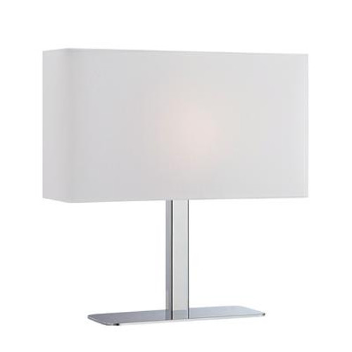 1 Light Table Lamp Chrome Finish White Fabric Shade