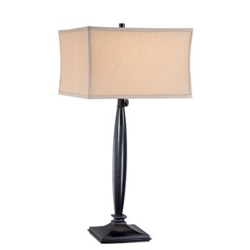 1 Light Table Lamp Bronze Finish Beige Fabric Shade