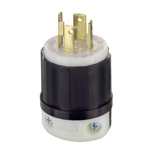 30 Amp Black And White Nylon Body Locking Plug 125/250V 3P4W