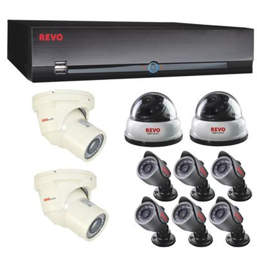 REVO America Commercial Grade Surveillance Bundle 16 Channel 3TB HDD DVR and 10 Cameras