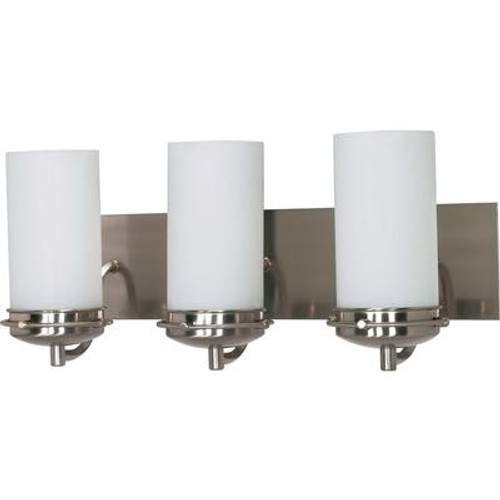 Polaris 3 Light 21 Inch Vanity with Satin Frosted Glass Shades Finished in Brushed Nickel