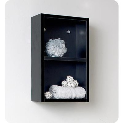 Black Bathroom Linen Side Cabinet With 2 Open Storage Areas