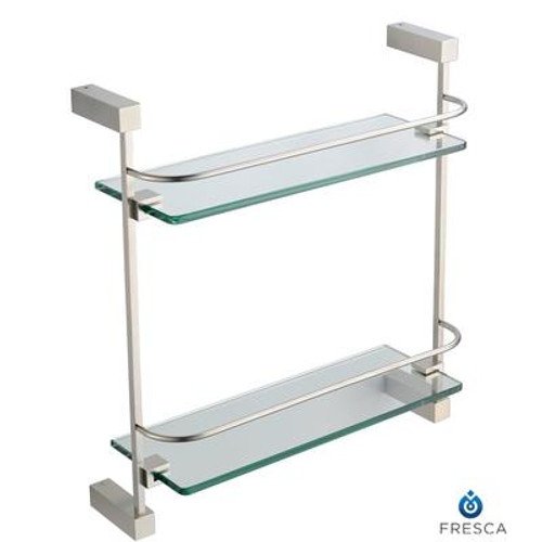 Ottimo 2 Tier Glass Shelf - Brushed Nickel