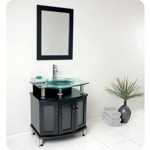 Contento 30 Inch Espresso Modern Bathroom Vanity With Mirror