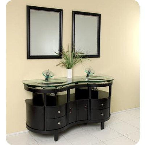 Unico Espresso Modern Bathroom Vanity With Mirrors