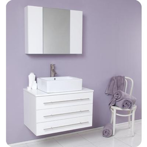 Modello White Modern Bathroom Vanity With Marble Countertop