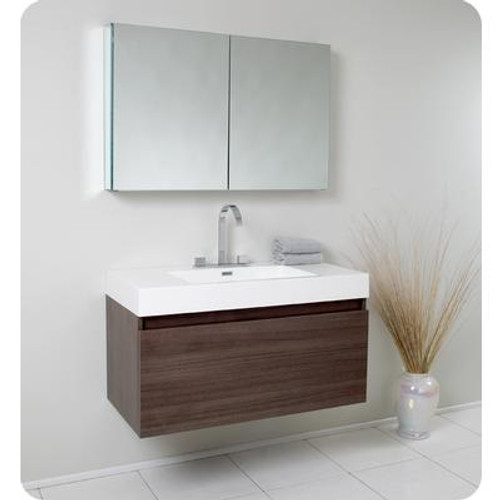 Mezzo Gray Oak Modern Bathroom Vanity With Medicine Cabinet