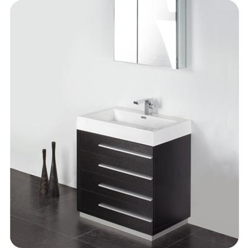 Livello 30 Inch Black Modern Bathroom Vanity With Medicine Cabinet