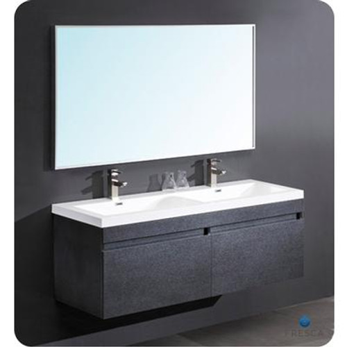 Largo Black Modern Bathroom Vanity With Wavy Double Sinks